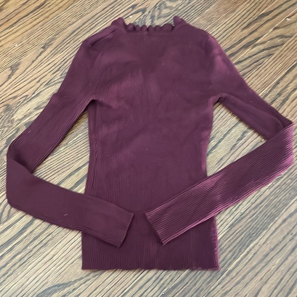 Hooked Up Maroon Long Sleeve V Neck Frill Sweater - Picture 2 of 3